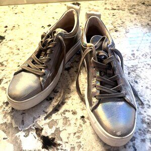 Blackstone RL65 Women's Silver Holographic Embossed Leather Sneaker 38 US 8